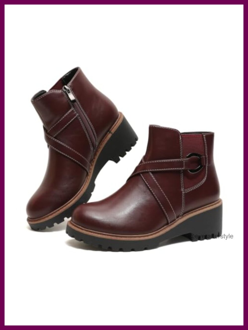 Women's Chelsea Ankle Boots Chunky Low Heel Platform Short Fall Booties Side